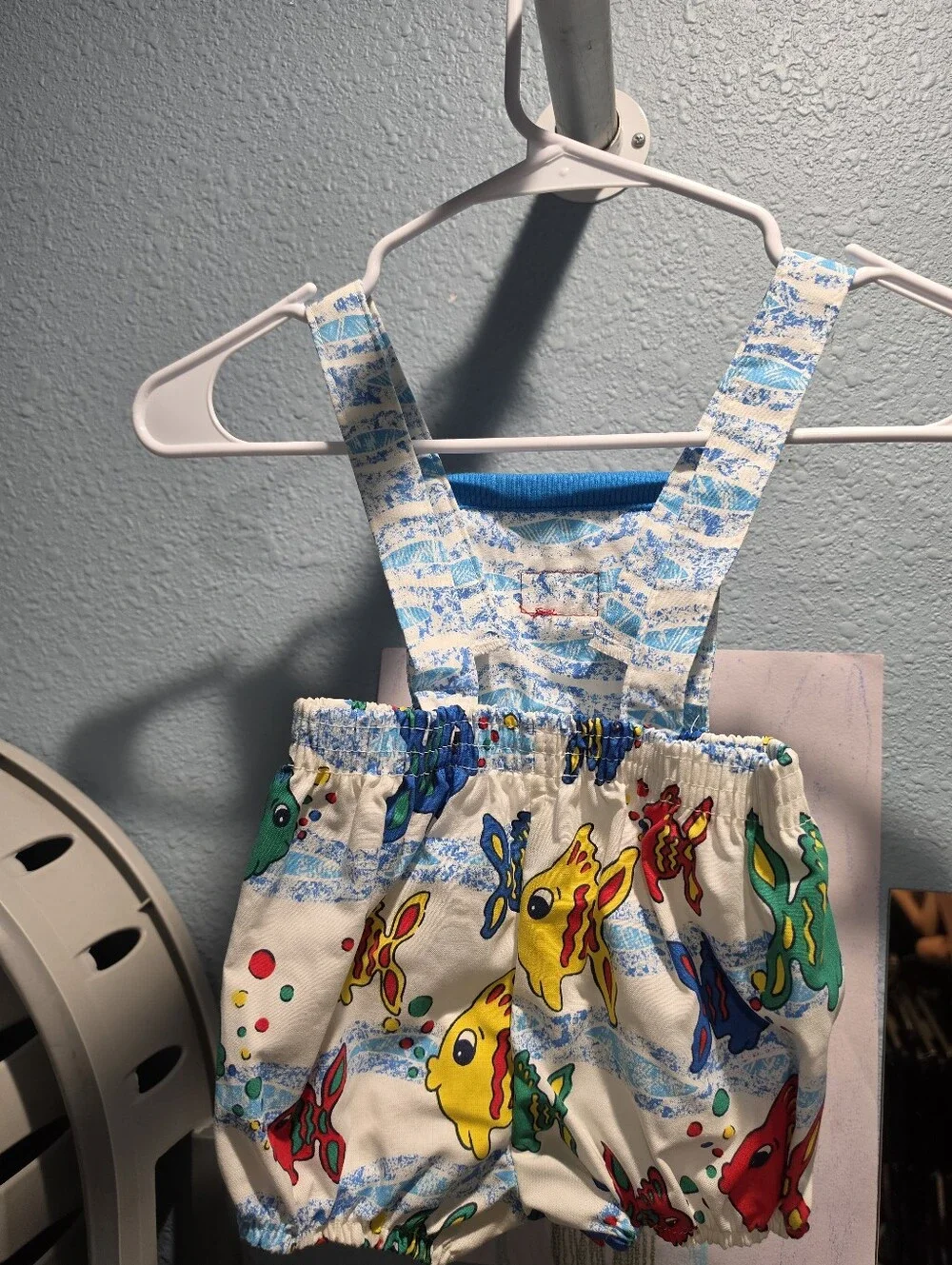 Nwt Vintage New With Tags Osh Kosh B'gosh Primary Fish Overalls 12 Month Usa